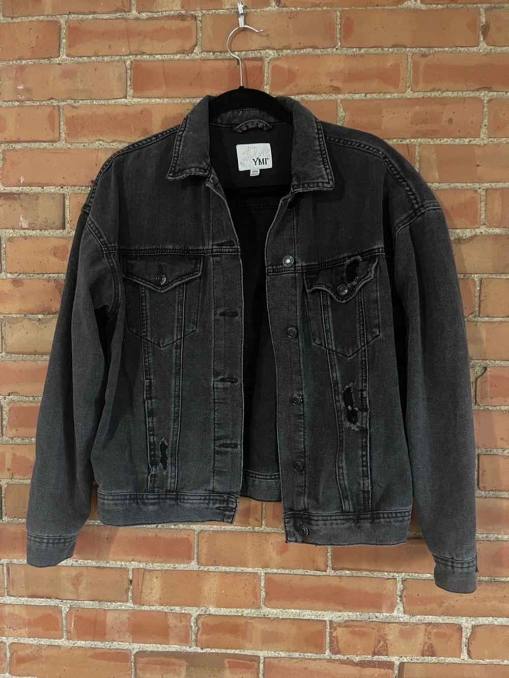 YMI Black Washed Denim Trucker Jacket